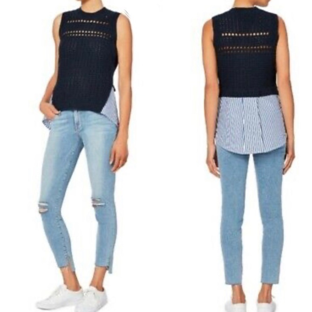 Veronica Beard Linen Cable Knit Sleeveless Sweater